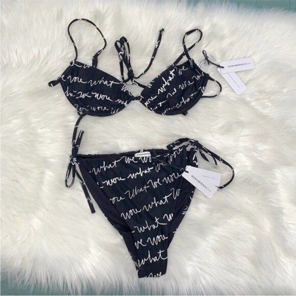 WeWoreWhat Womens Size Medium Print Underwire & Ruched String Bikini Set - Picture 4 of 10